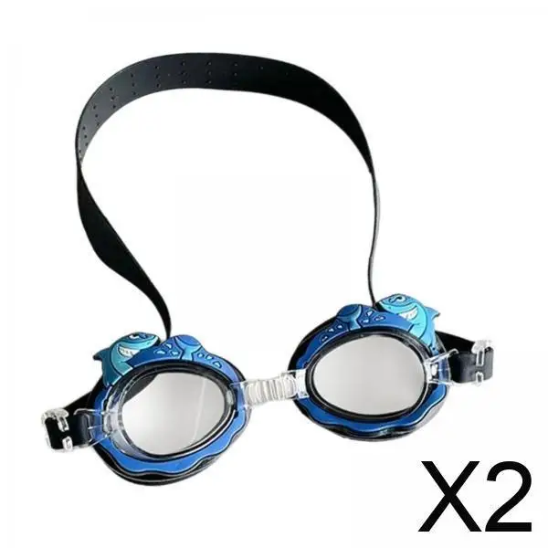 

2xДетские очки для плавания, очки Clear Vision, профессиональные очки для плавания с героями мультфильмов, темно-синяя акула