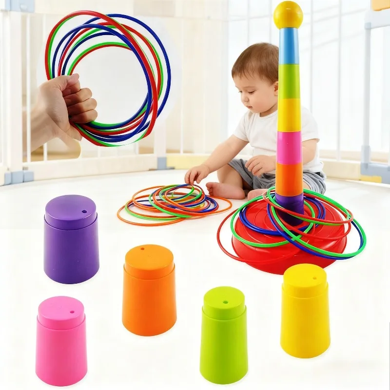 Jeu de cercle de lancer pour bébé, jouet à empiler en boucle, Interaction Parent-enfant en intérieur et en extérieur, jouet d'éducation précoce pour bébé, capacité de réflexion