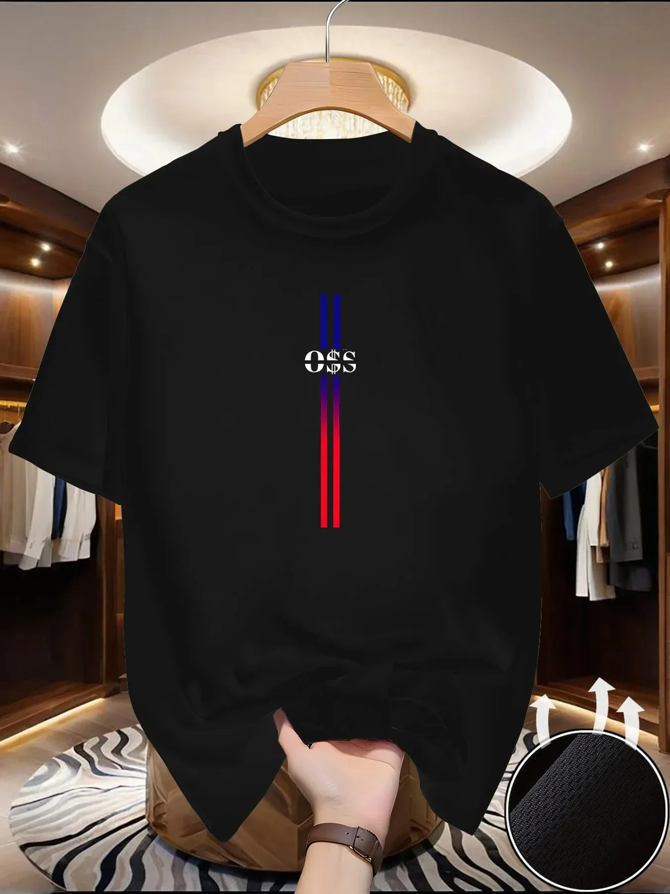 Neues Herren Schnelltrocknendes Rundhals-Lauf-T-Shirt Frühling Sommer Dünne Oberteile OSS-Print Kurzarm Atmungsaktives Fitness-Sport-T-Shirt
