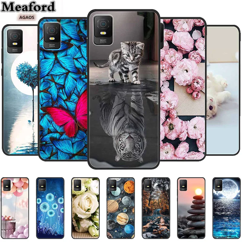 For TCL 403 Case Flowers Silicone TPU Soft Shockproof Cover Phone Cases for TCL403 T431D T431A T431E Shell Butterfly Bumper Capa