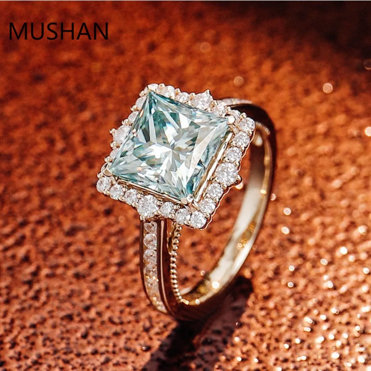 MUSHAN Luxury Custom 14K 18K Gold Rings Band Jewelry With Moissanite Diamond Lab Grown Gemstones Diamond Wedding Ring For Women view 3