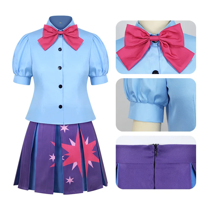 Twilight Sparkle Costume Human Dress Cosplay Costume Sailor Shirt Short Dress Halloween Carnival Party Uniform Set