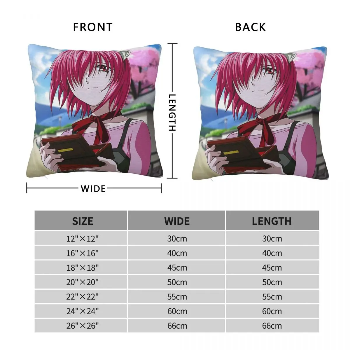 The Girl Escape Dark Fiction Elfen Lied Anime Square Pillowcase Cushion Cover Pillow Case Throw Pillow Cover for Home Sofa Room