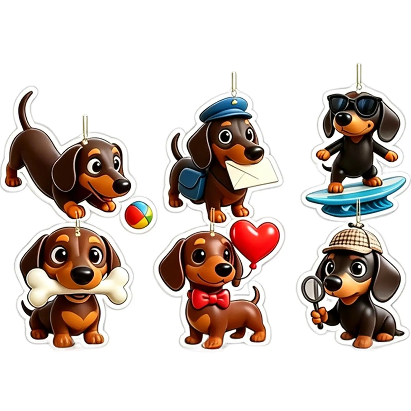 24 Days Christmas Countdown Calendar 2D Acrylic Dachshunds Figure Ornaments Xmas Advent Calendar Xmas Gifts For Dog Lover
