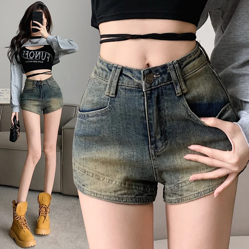 American Vintage Denim Shorts Women 2025 Spring Summer New High Waist Slim Y2K Short Jeans Woman Streetwear