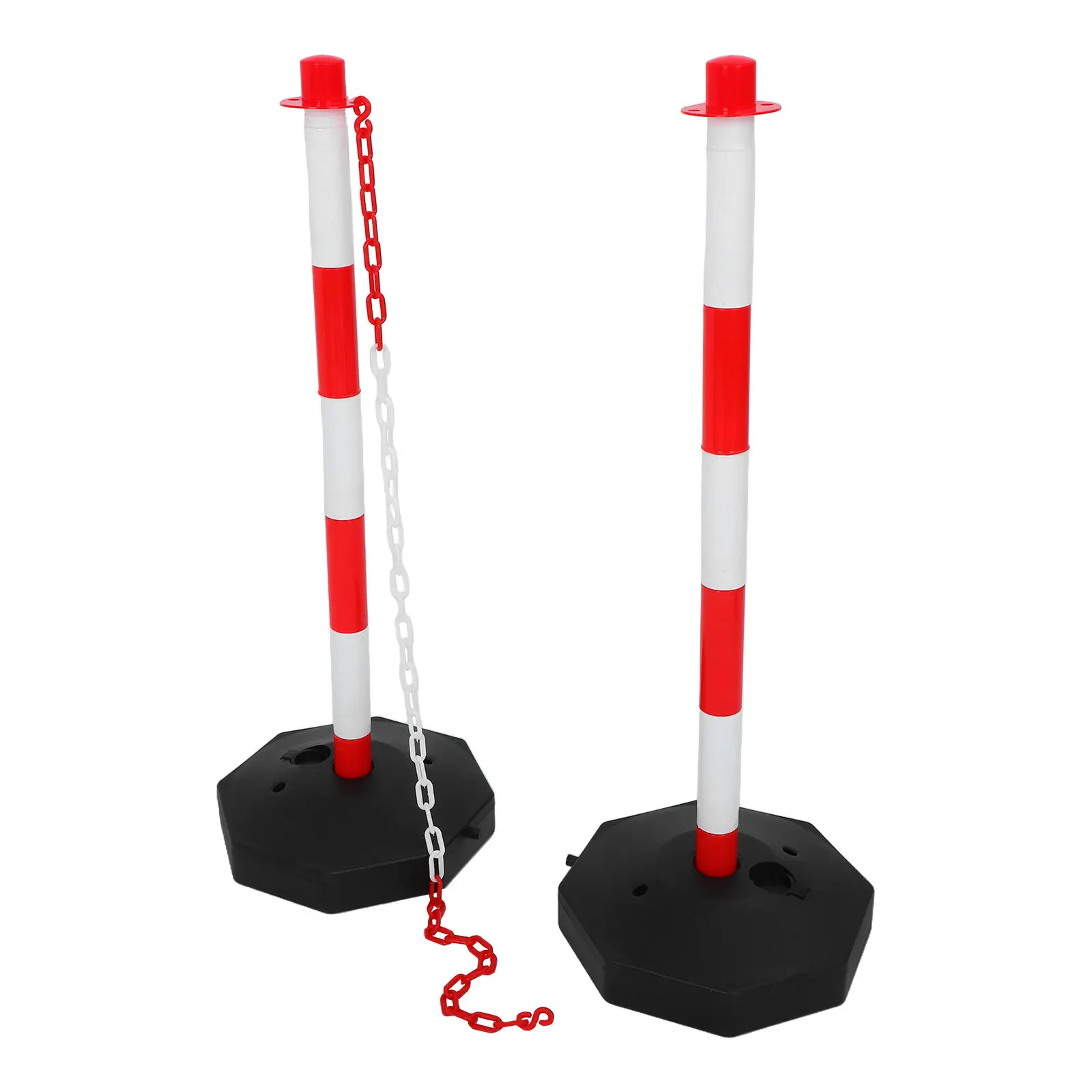 1Set Road Safety Post Plastic Red White Fillable Base Portable Barrier Parking Construction Site Traffic Posts