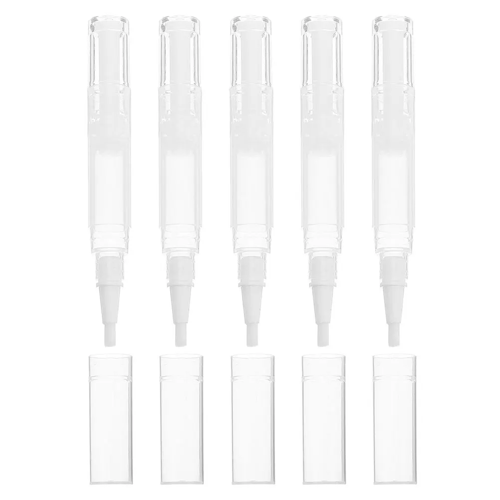 

5Pcs Refillable Nail Oil Pen Transparent Twist Design for Cuticle Care Serum Nail Brush Versatile Makeup Lip Gloss Tubes Empty