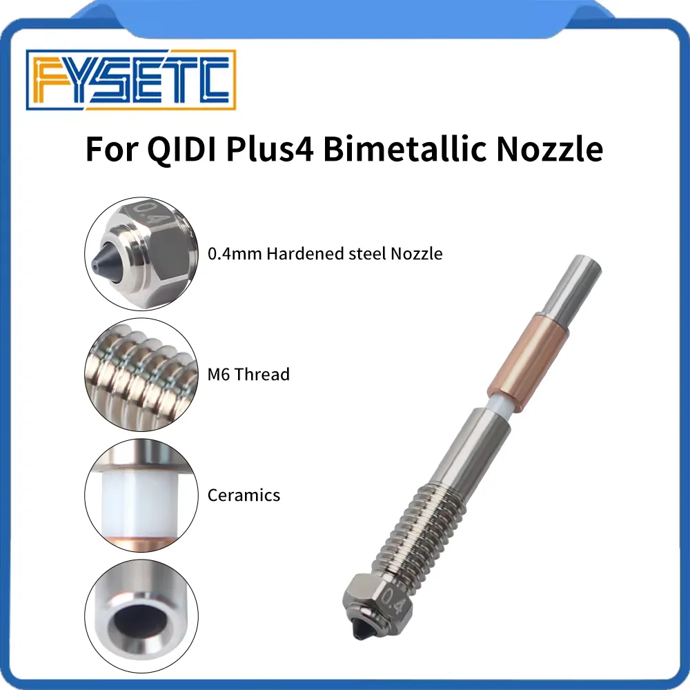 

Для QIDI Plus4 биметаллическая насадка для быстрого удаления, интеграция керамической изоляции, насадки 0,4 мм, высокая термостойкость для Qidi