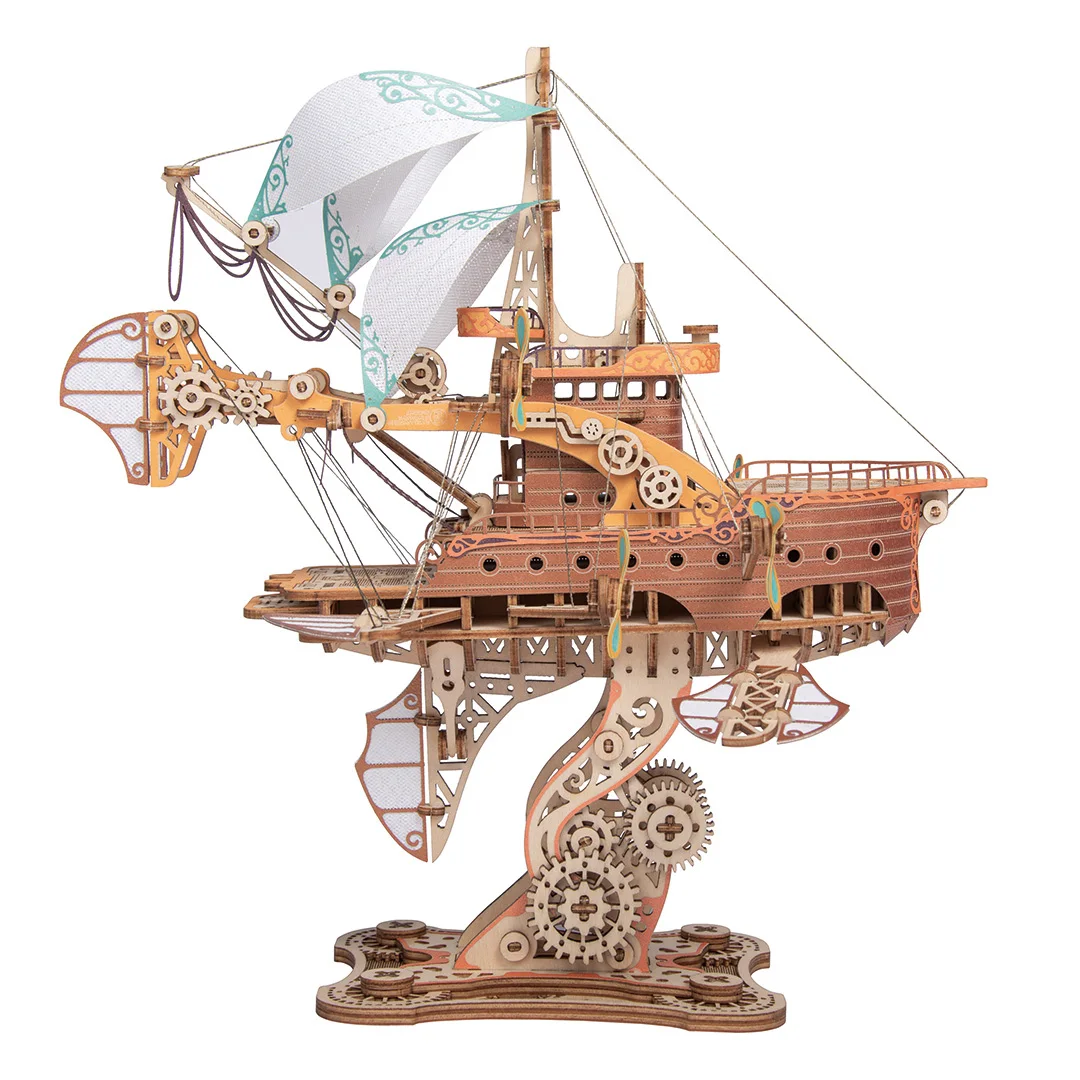 DIY 3D Woodens Puzzle Fantastic Spaceship Model Building Block Kits Steampunk Assembly Jigsaw Toys For Children Kids Girls Gift