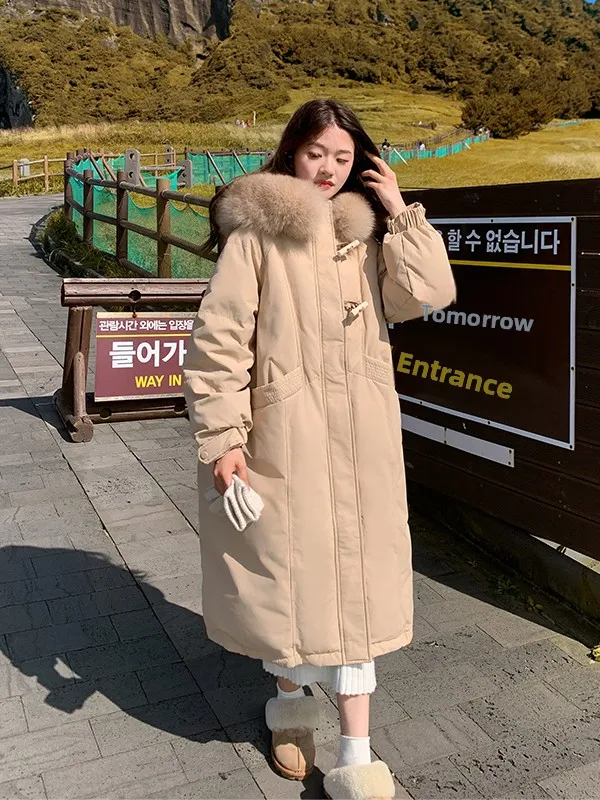 

Faionable Thiened длинное пуховое женское зимнее теплое ветрозащитное хлопковое пальто свободного покроя верхняя одежда Sli пальто с капюшоном