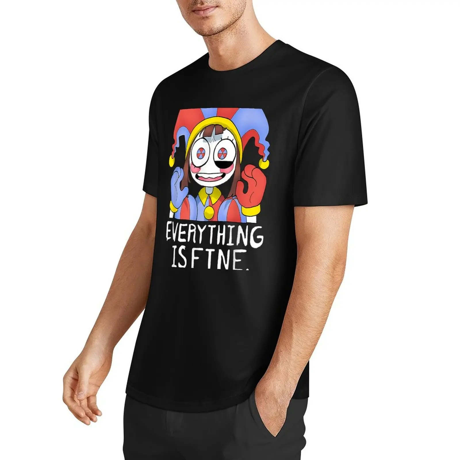 Digital Circus Pomni Everything is Fine T-Shirt customs Short sleeve tee cotton graphic tees Men's cotton t-shirt