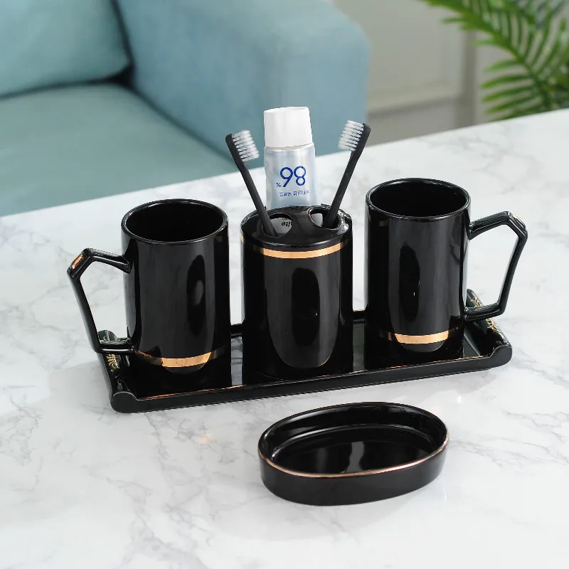 Ceramic Bathroom Accessories Toothbrush Holder/Tumbler/Soap Dish/Storage Tray 5 Piece/Set Products