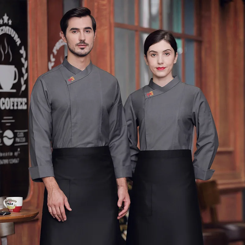 Dining Hotel Hot Pot Restaurant Rear Kitchen Chef Overalls Men and Women Autumn and Winter Long Sleeves Canteen Restaurant Work