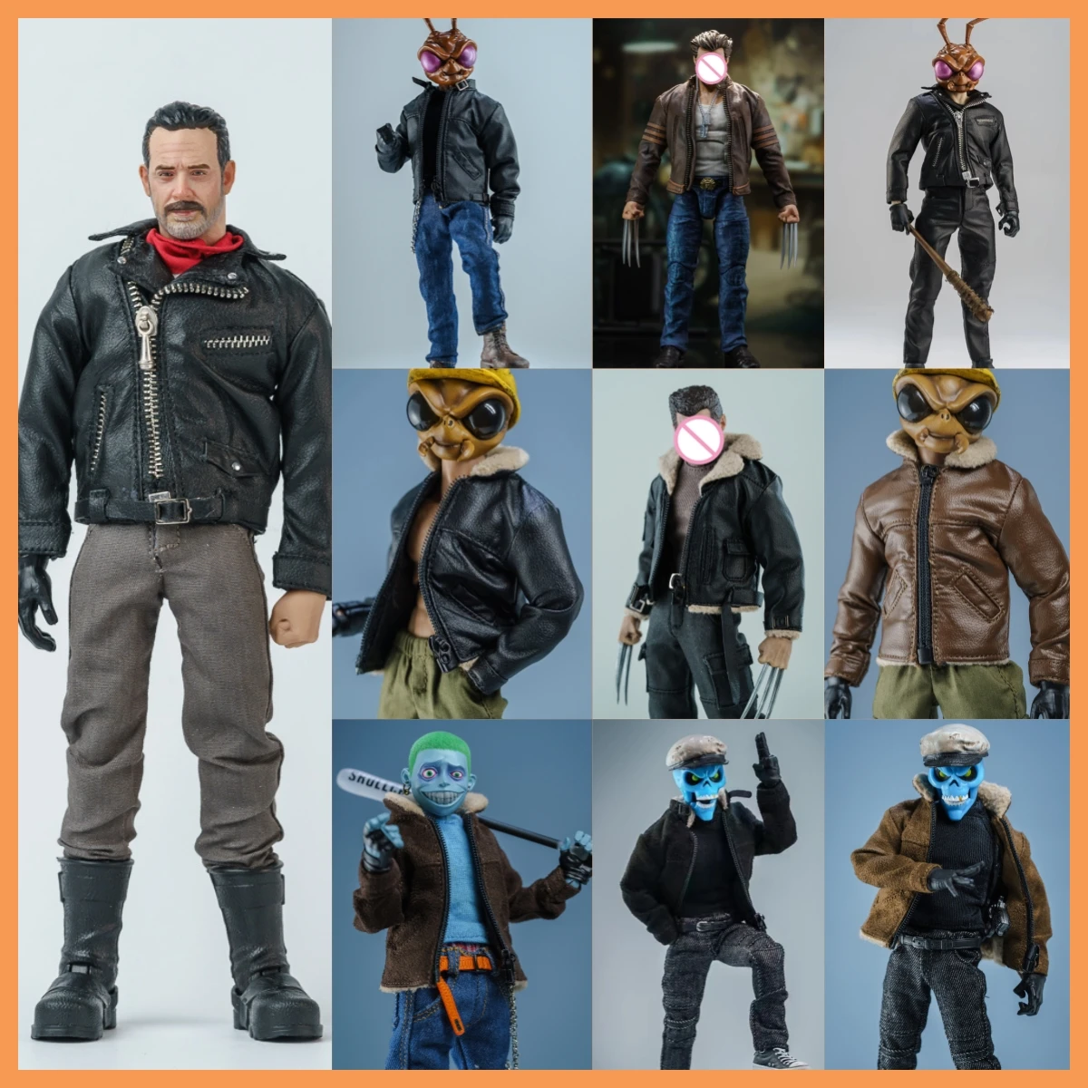 1/12 Fashion Versatile Stand up Collar Leather Jacket Tight Leather Pants for 6inch Romankey Ant Notaman Action Figure Body