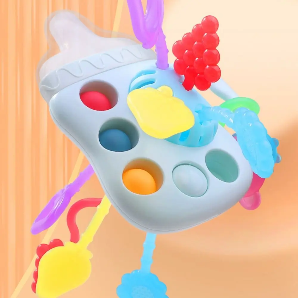 Alimentador puxar corda sensorial brinquedos do bebê educacional multifuncional manhattan garra bola macia mordível montessori puxar corda