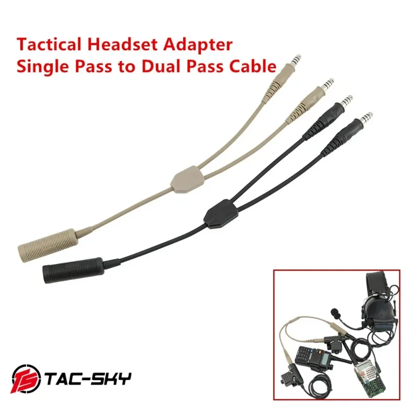 

TS TAC-SKY New Military Tactical Headset Adapter Single Pass to Dual Pass Cable for COMTA SORDIN Shooting Headsets for Airsoft