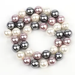 3 Colors Natural Freshwater Glass Shell Beads Smooth White Gray Purple Loose Spacer Pearls Beads For Jewelry Making DIY Bracelet