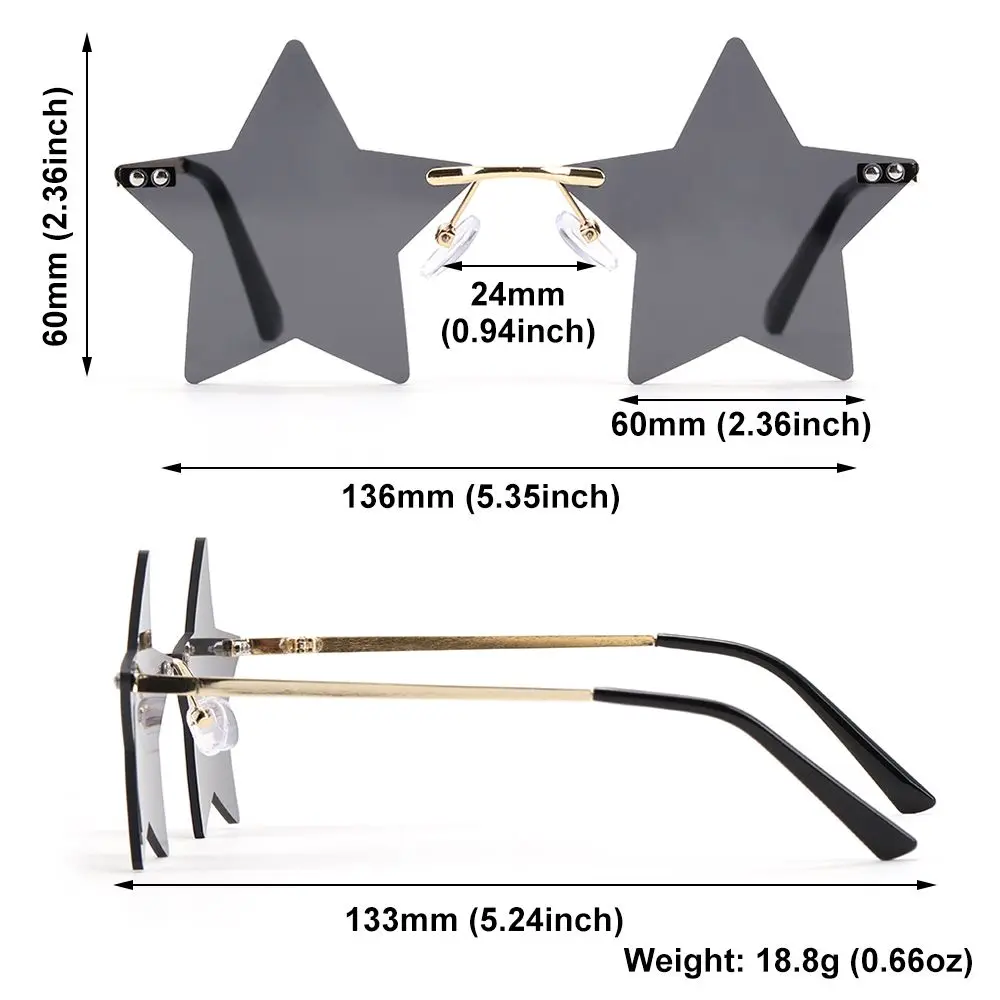 Christmas Decoration for Women & Men Eyeglasses Sun Glasses Star Shape Party Glasses Rimless Sunglasses