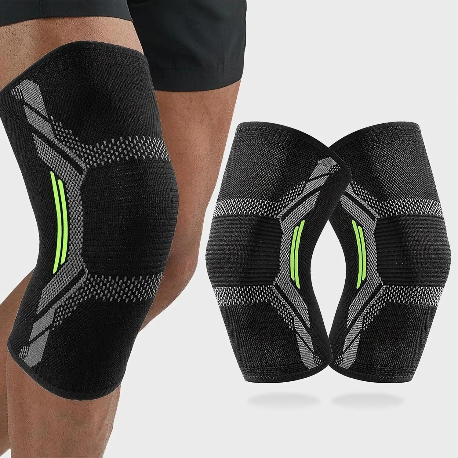 2 Pack Knee Brace for Women Man, Knee Compression Sleeve for Knee Pain Relief, Knee Sleeves for Arthritis Pain, Knee Support for