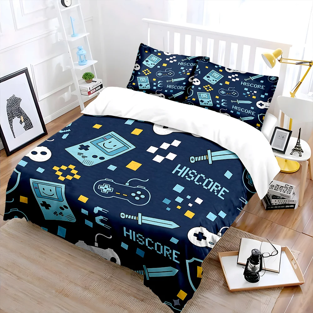 Retro Gaming Theme - Retro gaming-themed pattern Bedding Set for
