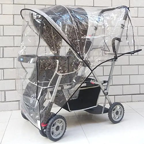 Aligle Weather Shield Double Populair voor zwenkwiel Kinderwagen Universele maat Baby Regenhoes/Wind Shield Deal (zwart)