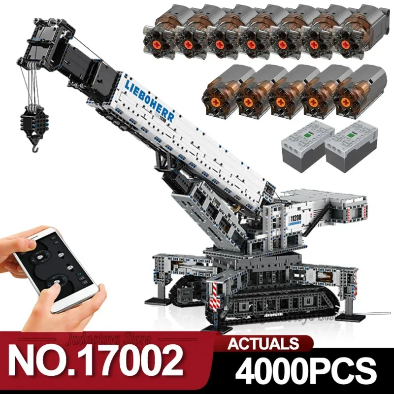قالب الملك 17002 مجموعات اللبنات التقنية APP شاحنة التحكم عن بعد LTM حفارة رافعة نموذج اللعب هدايا عيد الميلاد 4000 قطعة #5