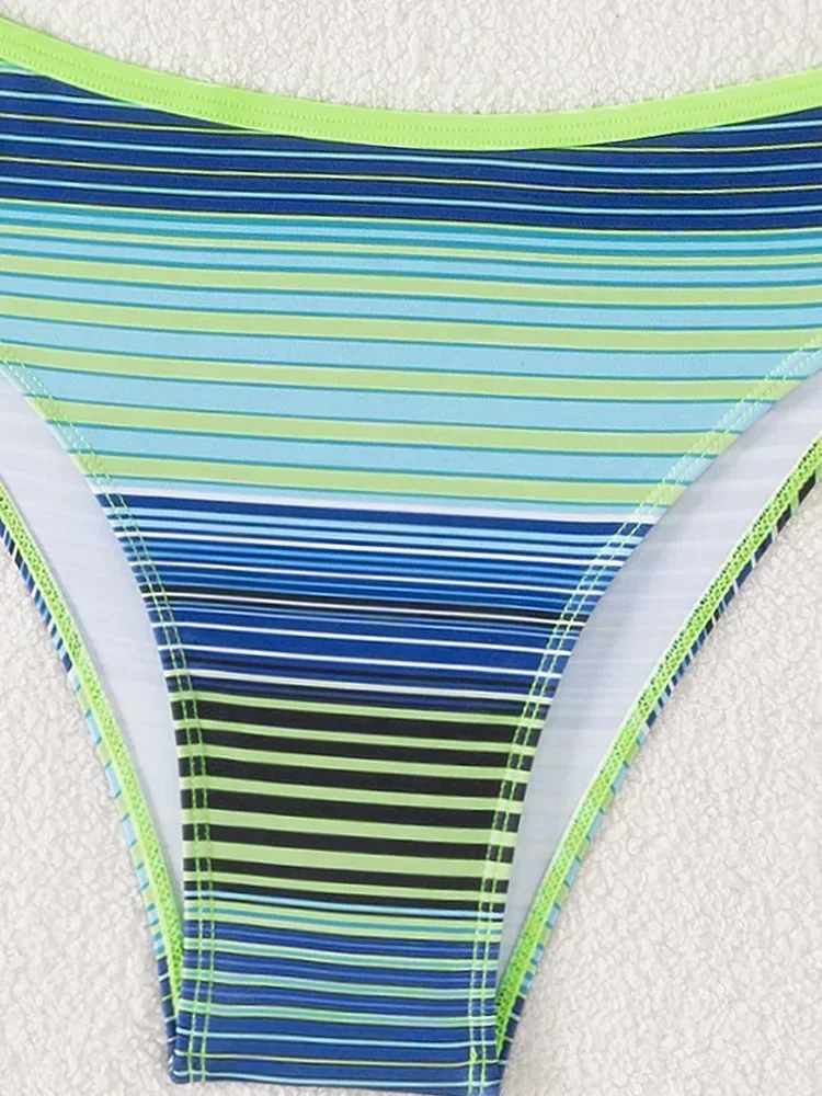 Gestreept badmode print badpak dames sexy badpak lage taille 2-delig biquini 2025 bikinisets zomer strandkleding