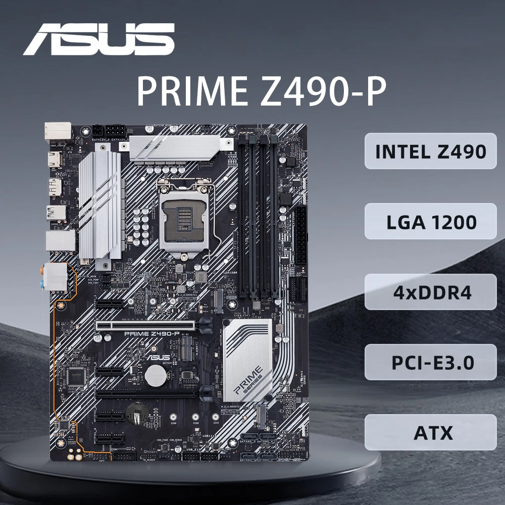 

Материнская плата ASUS PRIME Z490-P LGA1200, поддержка процессоров i9-10900K, i7-10700, i5-10400, i3-10300, 4xDDR4 4400 МГц, M.2 NVME, ATX