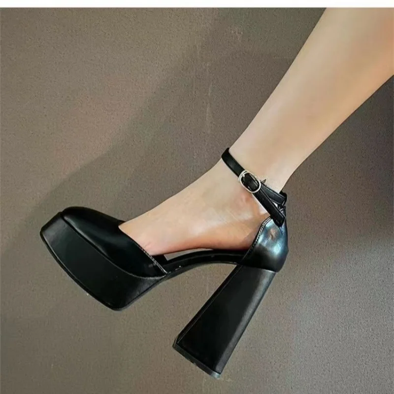 Super-high Heel Thick Heel Shoes Platform Sandals Women 2024 Designer Elegant Fashion Sexy Dress Party Round Toe White Heels