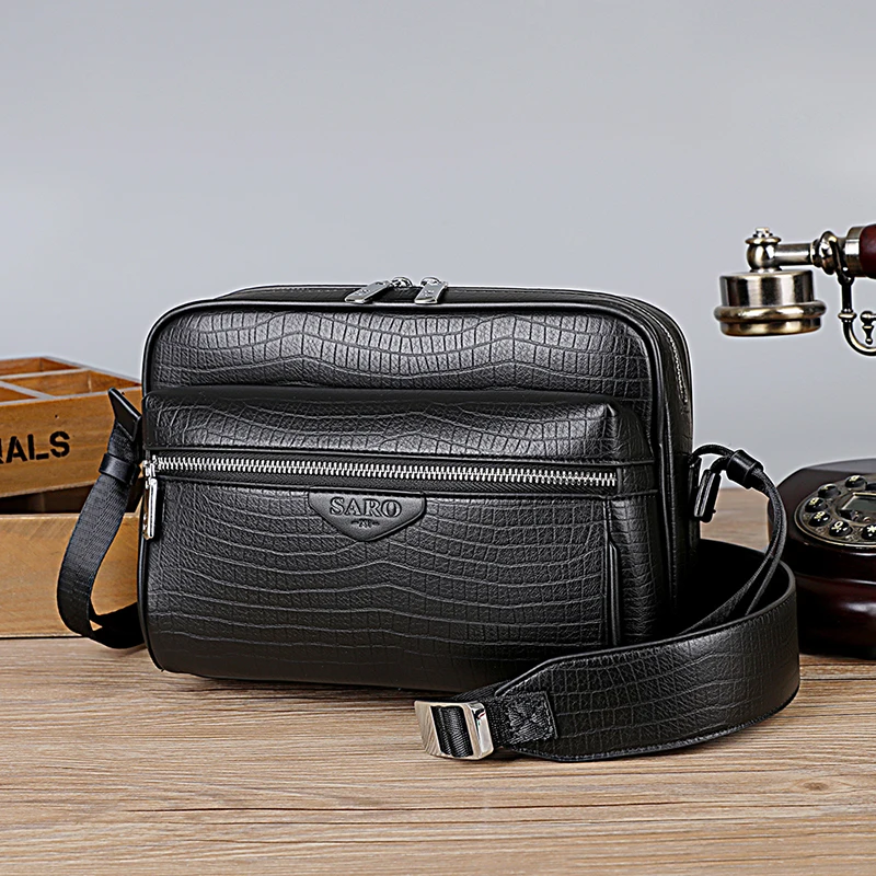 New Luxury Men's Handbags Alligator Pattern Leather Male Shoulder Bag Real Leather Crossbody Bag Business Messenger Bags