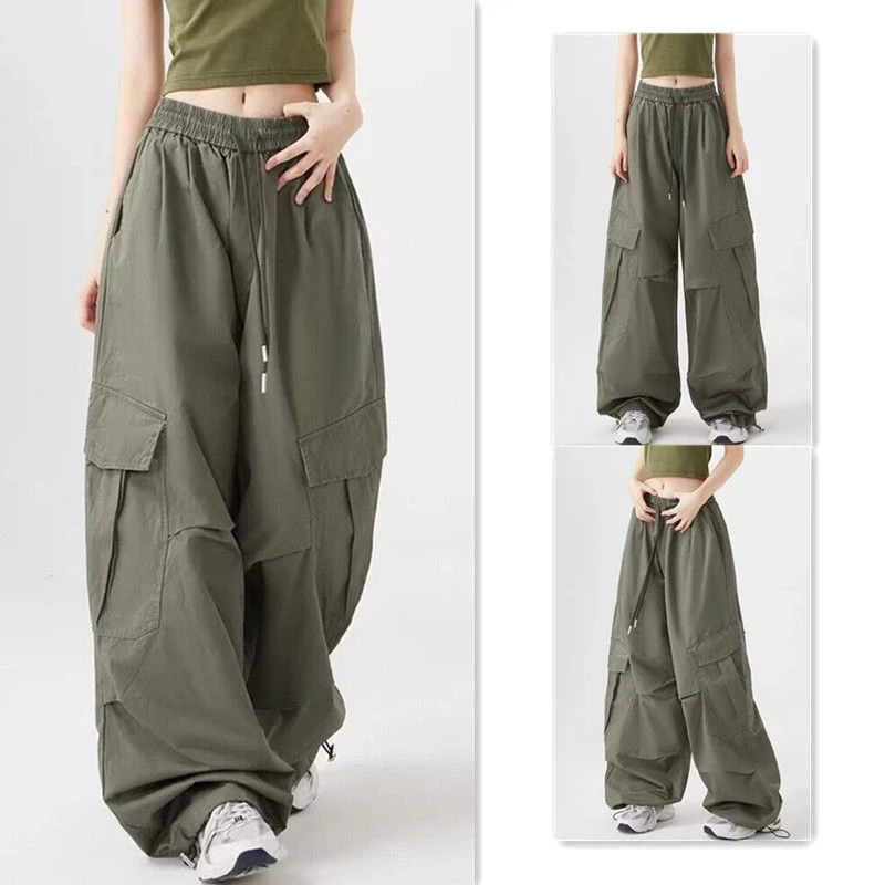 Calças cargo femininas marinha outono nylon pernas largas angustiadas xadrez highstreet estilo britânico forrado clássico adequado chique exclusivo