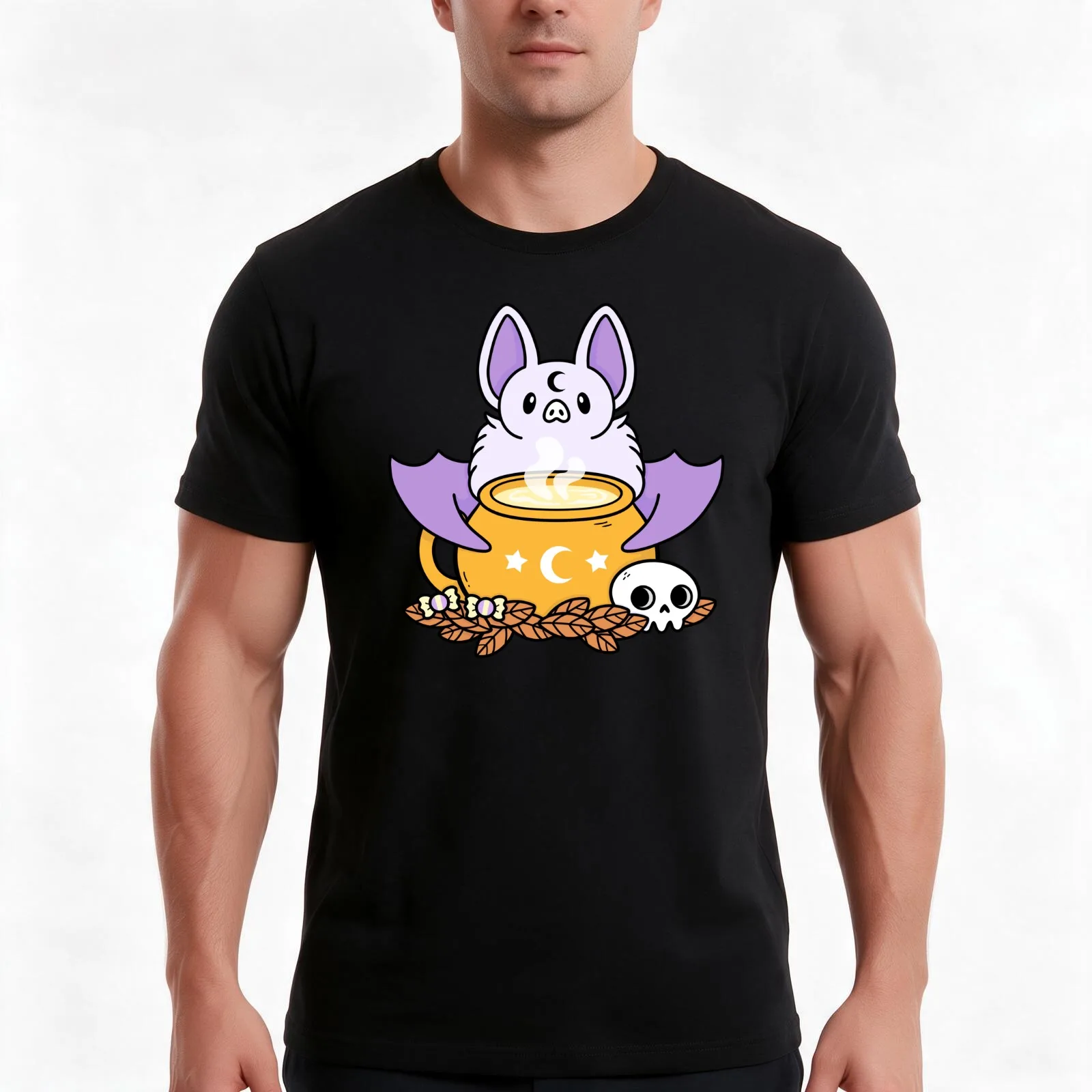 Spooky Cute Halloween Bat Nikury T-Shirt, Summer Casual Cotton Tee, Oversized Streetwear Tops, Vintage Graphic Print