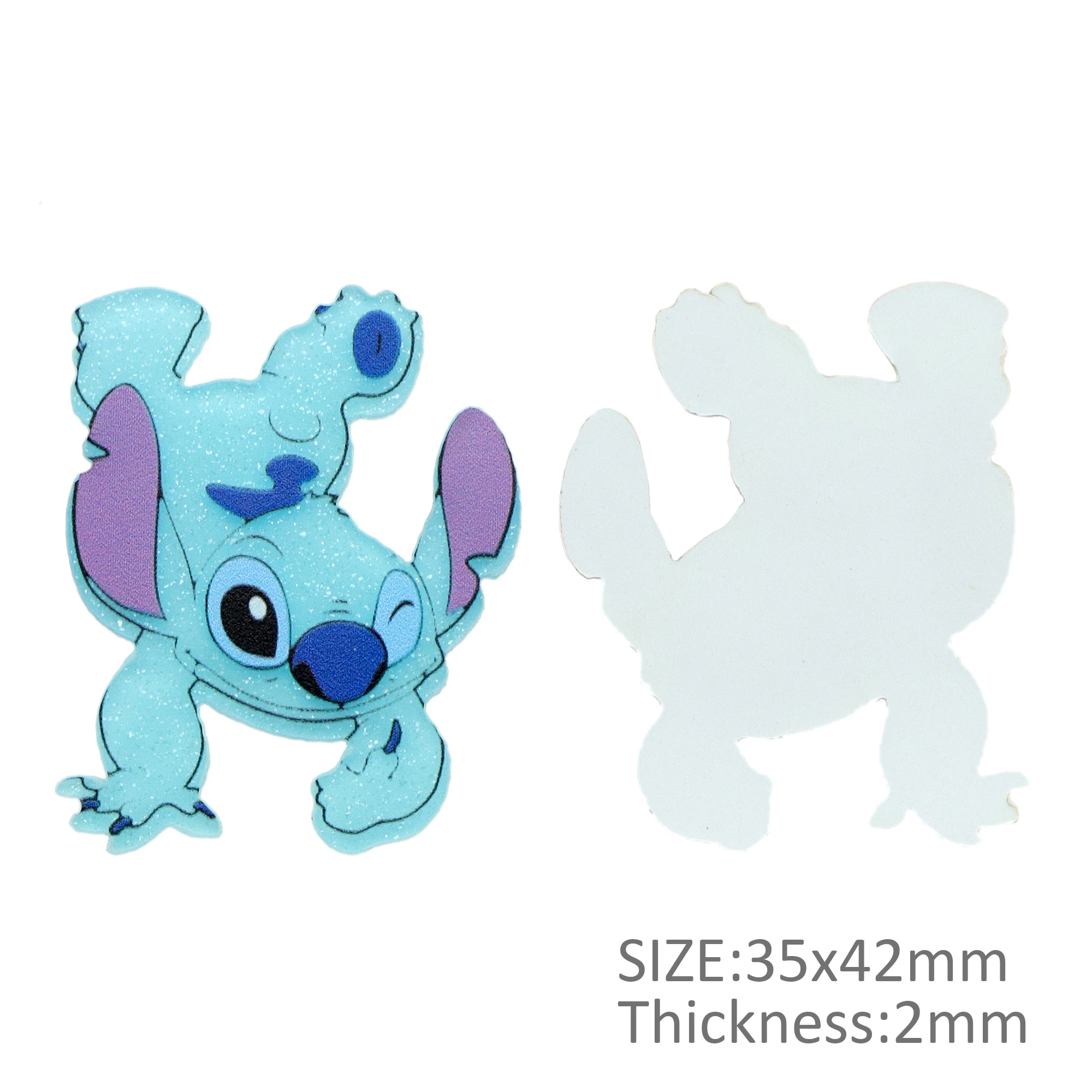 Disney Stitch Blue Base Glitter Acrylic Flatback Planar Resin Craft Supplies Cabochon Scrapbook DIY Hair Bow Bag Material