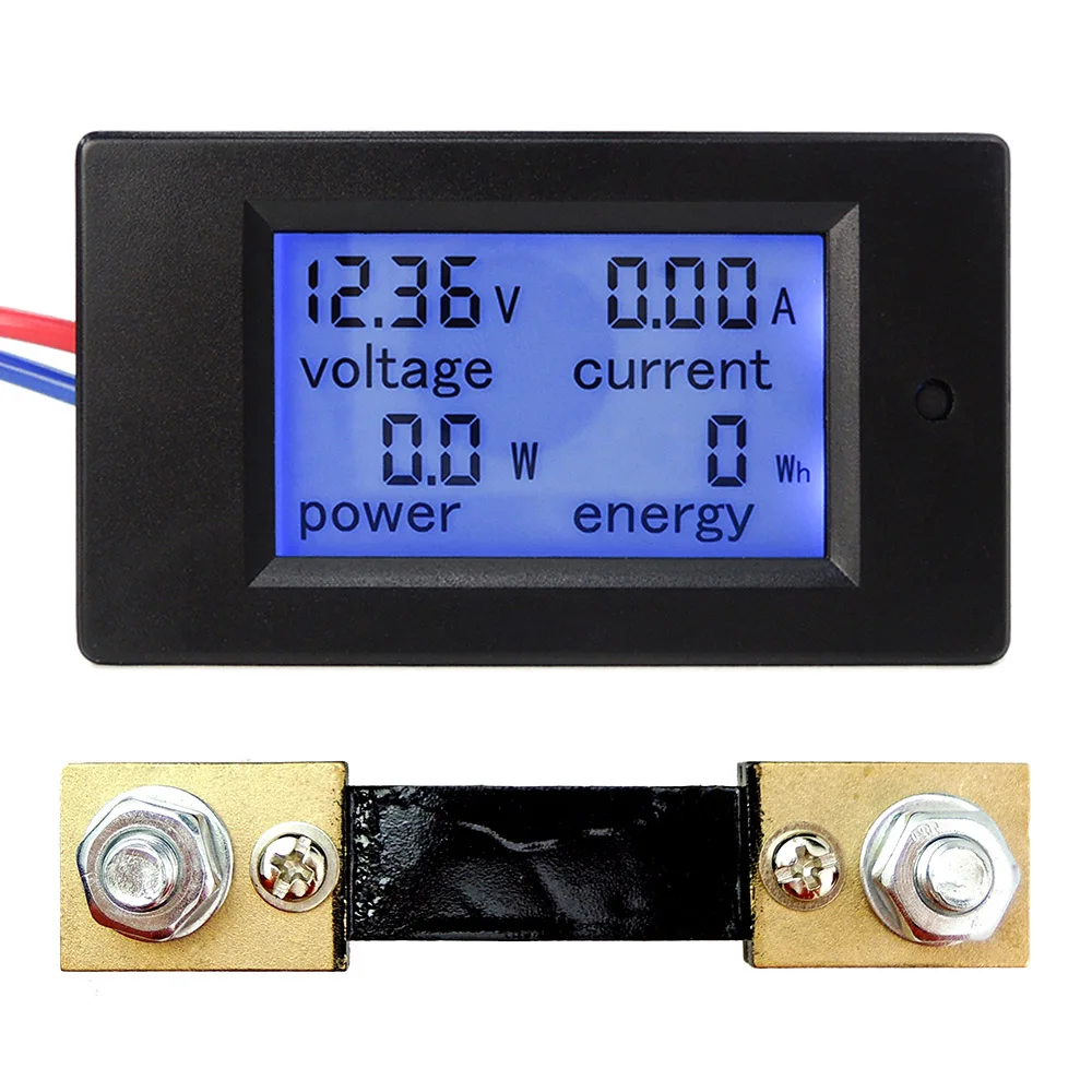 DC 6.5-100V 50A/100A  LCD Display Digital Current Voltage Power Energy Meter Multimeter Ammeter Voltmeter with 50A / 100A  Shunt
