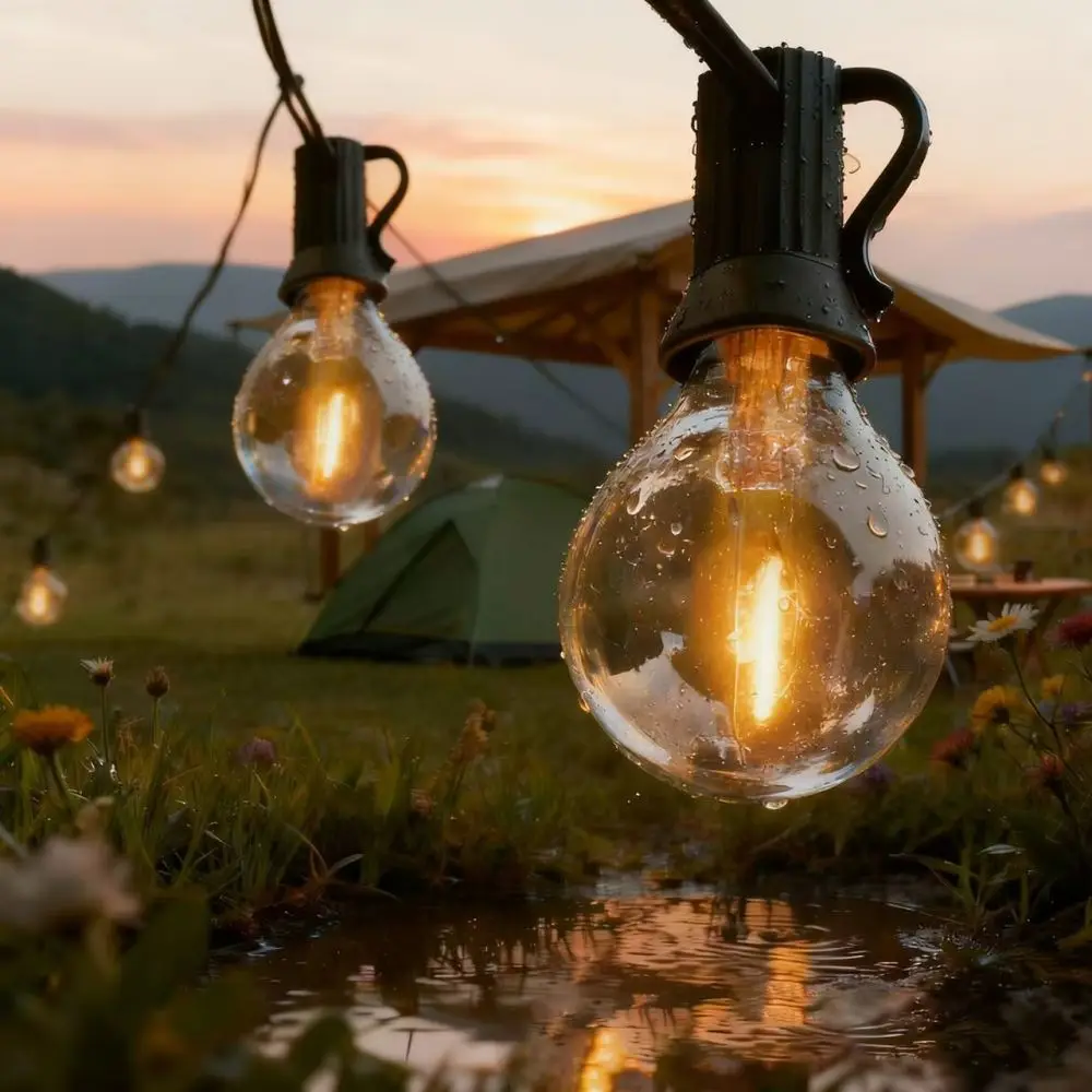 G40 Solar String Lights Outdoor Waterproof Edison Bulbs Garden Patio Decoration Hanging Atmosphere Lighting Fixture