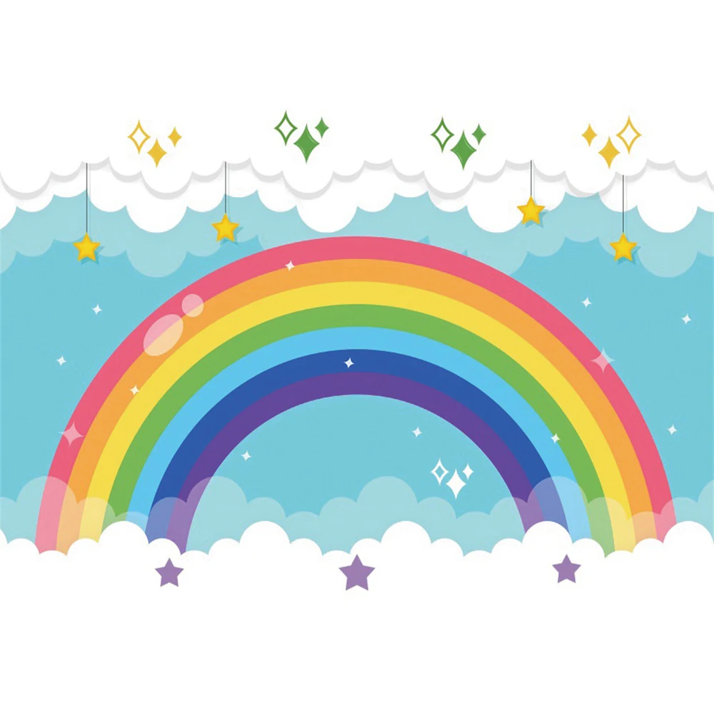 Gold Glitters Rainbow Star Cloudy Backdrop Princess Dream Scene Baby Shower Birthday Party Sparkling Photography Backgrounds