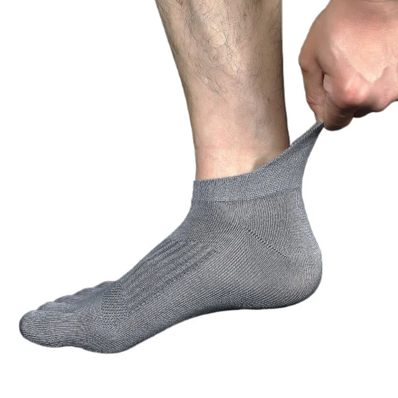 6 pares de calcetines de 5 dedos de fibra de bambú de Color sólido, malla Unisex, transpirable, cómodo, desodorante, protege el tobillo, calcetines cortos con dedos de los pies