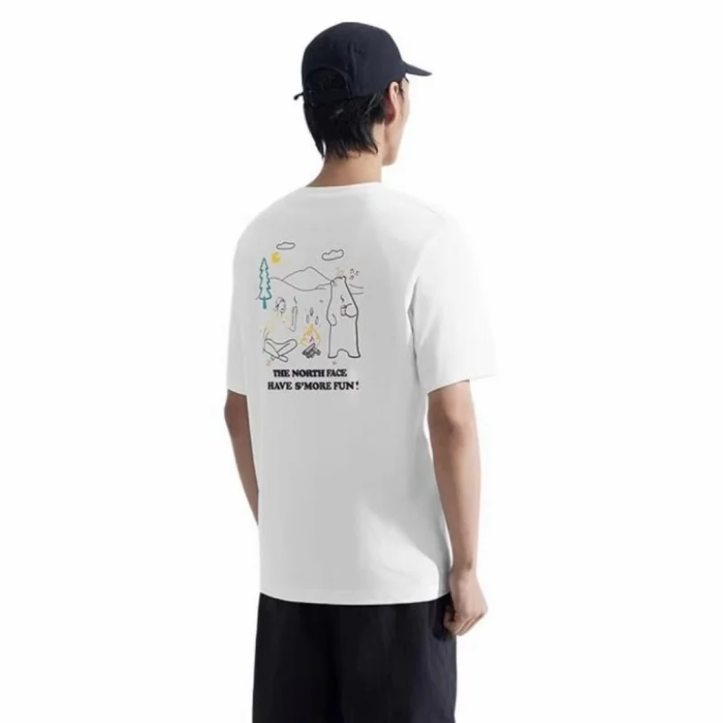 THE NORTH FACE SS25 Line Art Bear Back Print Breathable Short Sleeve T-Shirt Casual Streetwear