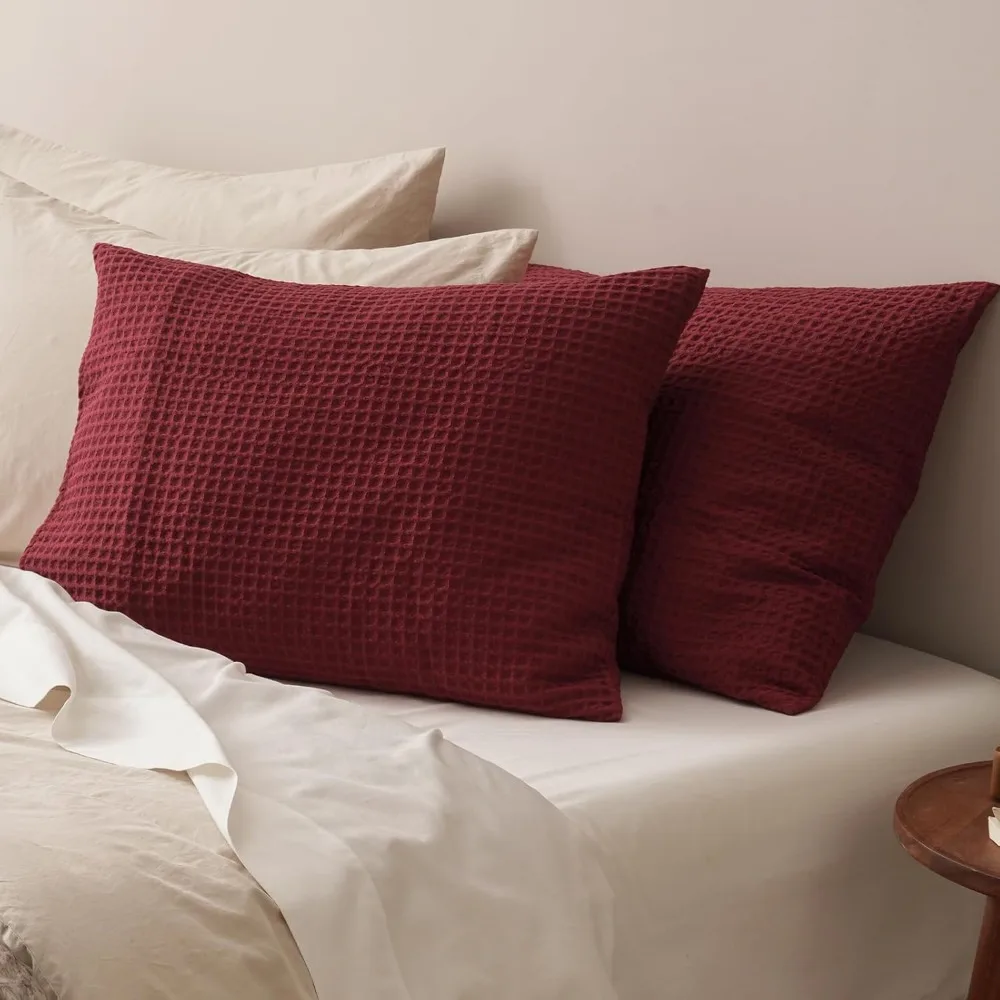 

Ultra Soft Waffle Weave Pillow Shams King Size, No Insert, 2 Pack 20 x 36 Pillowcases,Breathable & Skin-Friendly Pillow Case