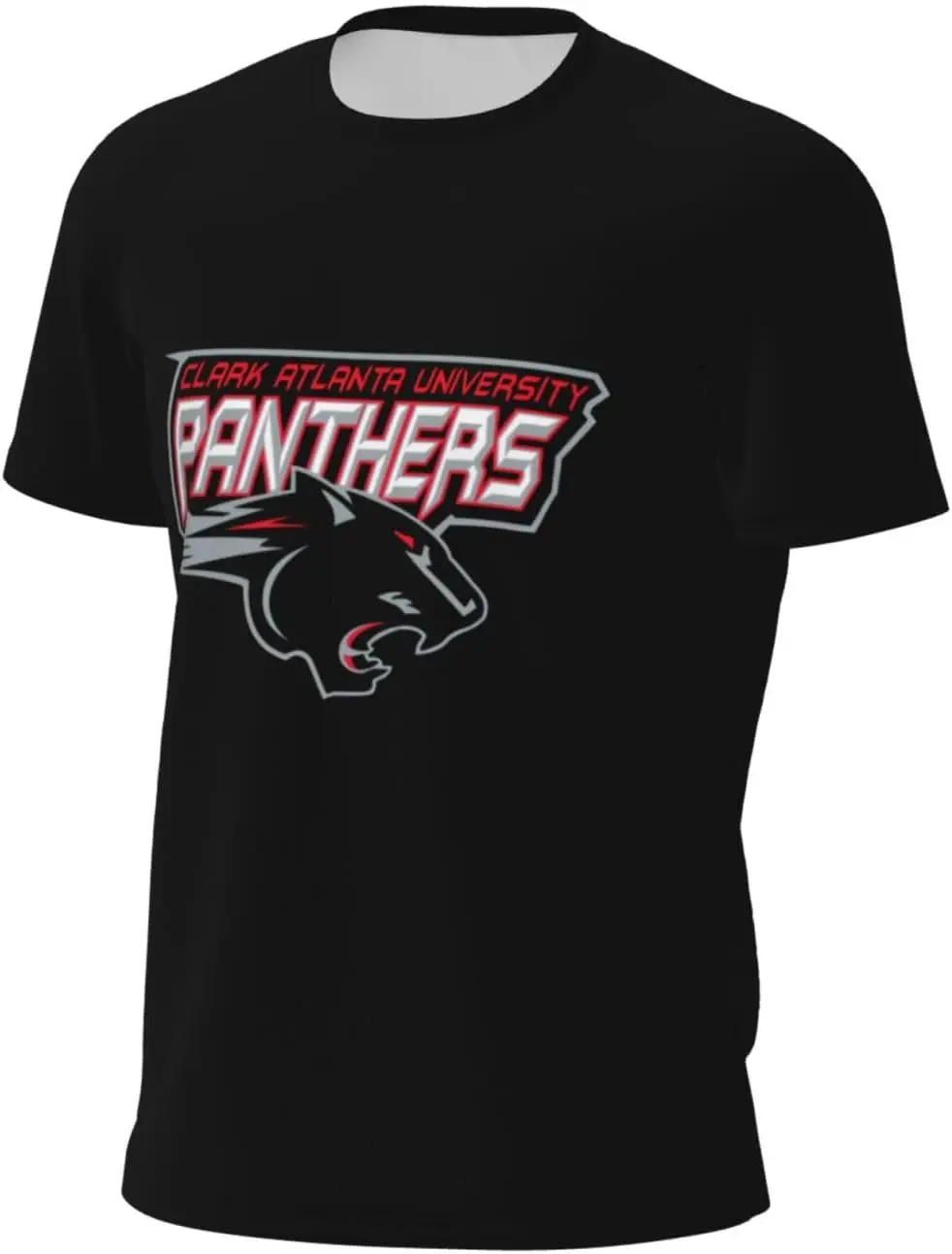 تي شيرت رجالي برقبة دائرية بشعار جامعة كلارك أتلانتا، ماص للرطوبة الجافة، أكمام قصيرة شبكية قابلة للتنفس