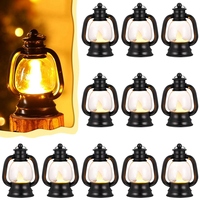 24Pcs Black Electronic Candle Lantern Light Flameless LED Oil Lamp Mini Candle Light Hanging Lantern Christmas Home Deco