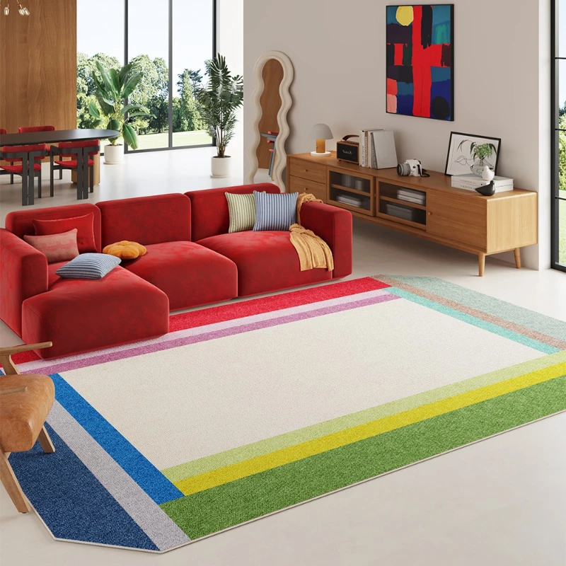 Dopamine Color Rugs for Bedroom Irregular Shape Living Room Decoration Carpet Washable Lounge Soft Floor Mat Anti-slip Study Rug