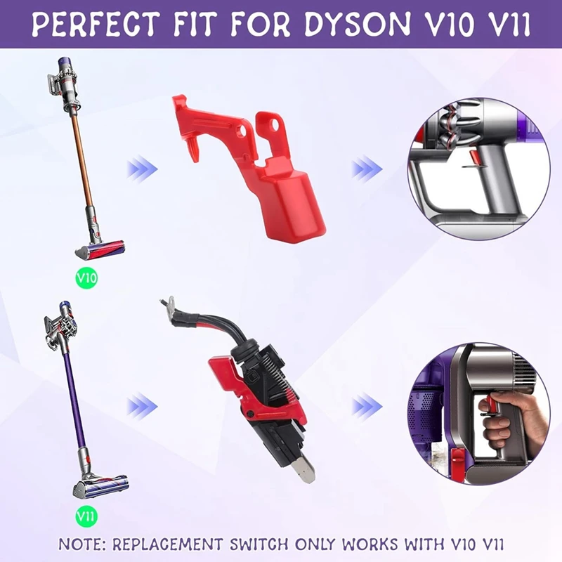 Interruptores de repuesto para Dyson V11 V10, Control de interruptor de fijación, botón de liberación mejorado, abrazadera de Control de interruptor de apagado duradera