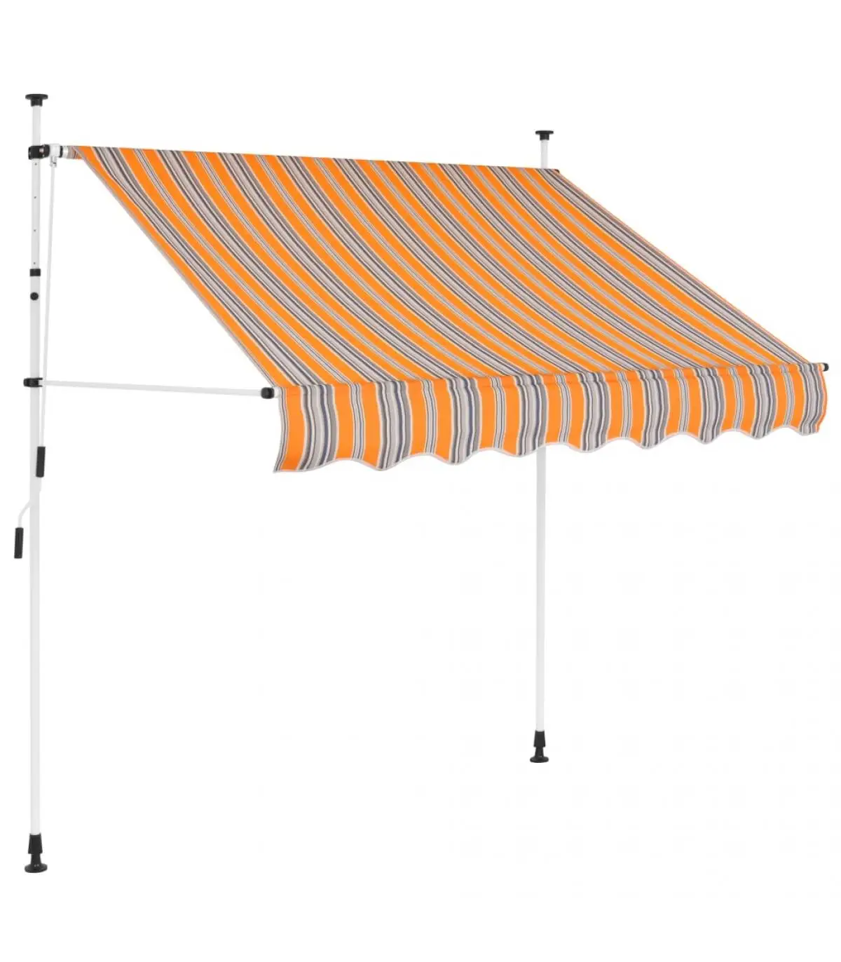 Yellow and blue striped retractable manual awnings 100 cm