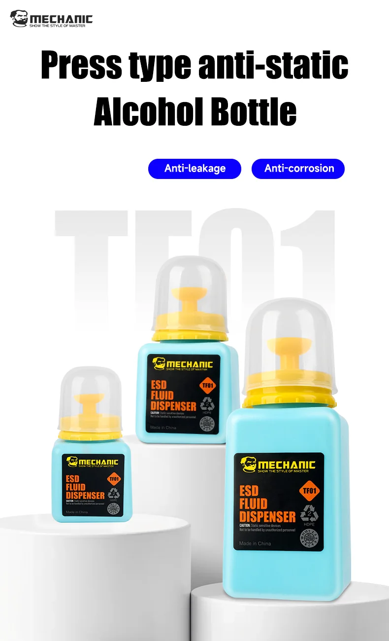 MECHANIC OFFICIAL Anti-Dissipative ESD Protective HDPE Bottle TF01 Alcohol Bottle Thickened And Durable For Filling Flux Alcohol