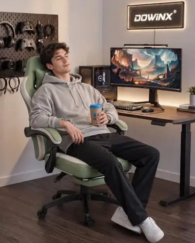 Gaming Chair Breathable Fabric Game Chair with Gel Pad and Storage Bag, Comfortable Gamer Chair with Pocket Spring