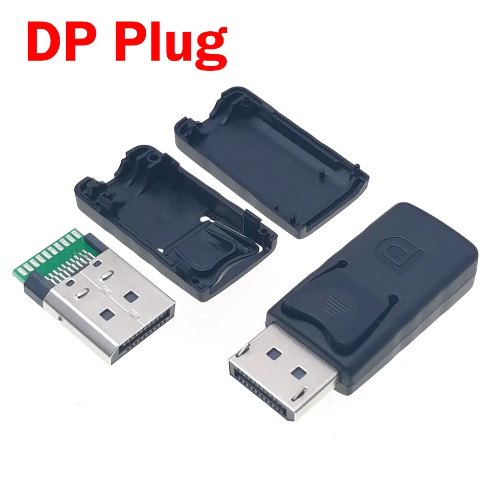 1pc DP Male Plug DIY With Shell DP Adapter Connector Plug HD Transmission 20PAM DisPlayPort Solder Cable