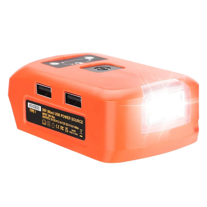 

A95I-Battery Adapter for Black and Decker 20V Lithium Battery USB Charger, LED Work Light with Dual USB Charger and 12V Port