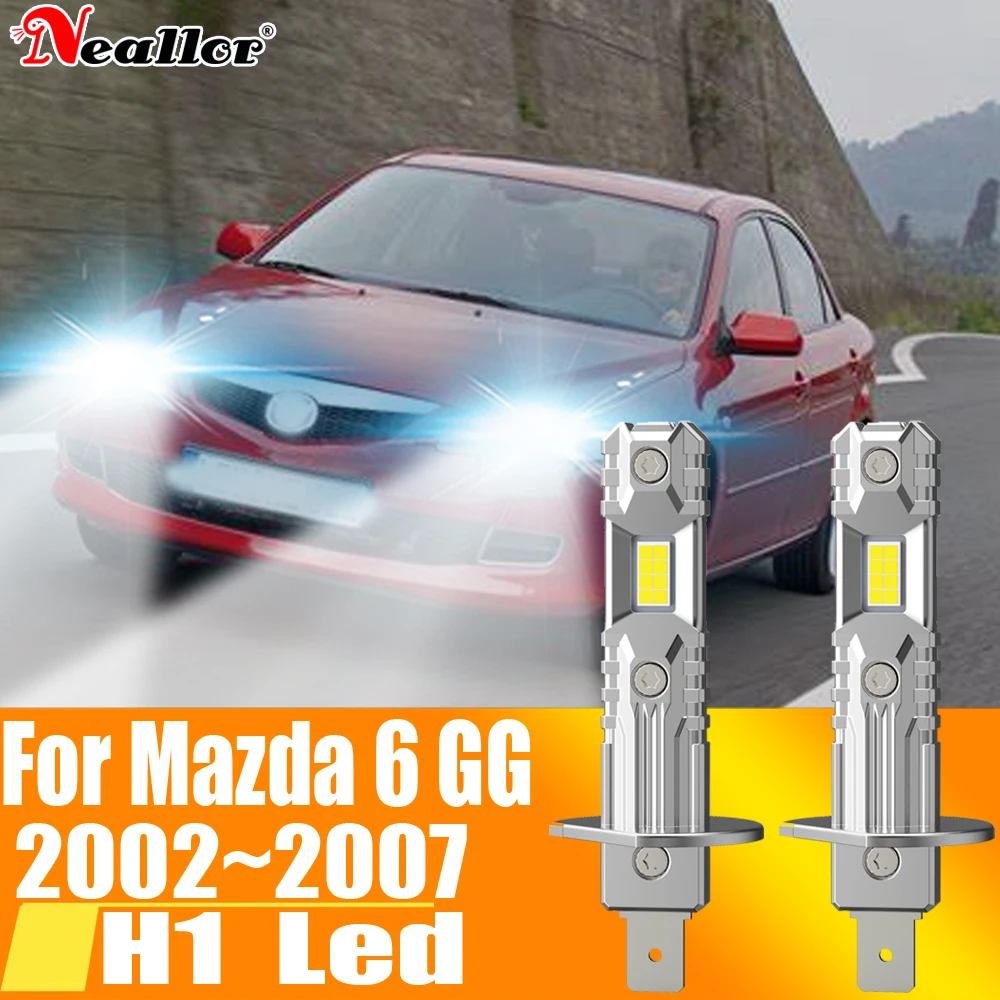 2pcs H1 Led Light Canbus Bulb Car Headlight High Power Auto Fog Diode Moto Driving Running Lamp 12V 55W For Mazda 6 GG 2002~2007