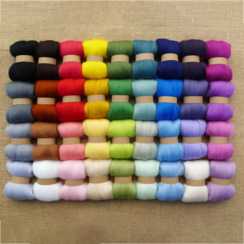 36Colors/Set Wool Fibre Wool Yarn Roving For Needle Felting materials Dinosaur Wool Felt Craft DIY Material Bag Pack